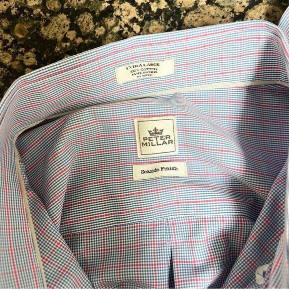 Peter Millar Long Sleeve Button Down Seaside Finish Men’s Size XL 100% Cotton - Picture 5 of 5